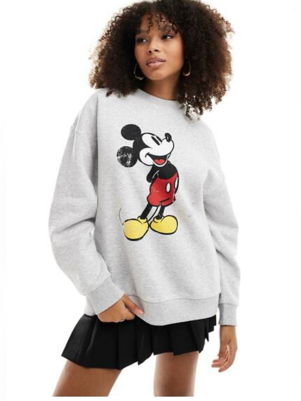 Joe Fresh Light Gray Mickey Graphic Crewneck with Red and Yellow Accents